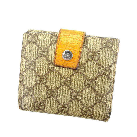 Gucci Handbags - Gucci Orange Brown Bifold GG Accessory Beige Wallet